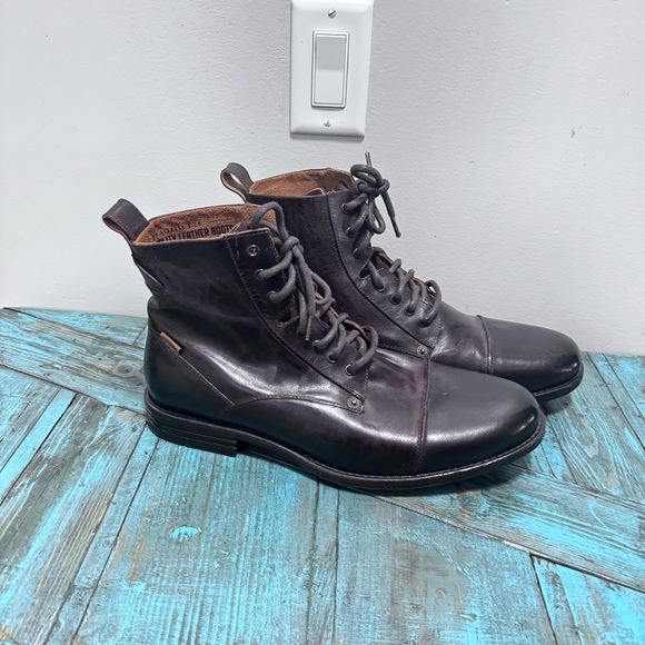 Levi's Emerson Leather Boots Size 13 Brown Leather Lace Up Ankle Boots - Picture 2 of 16